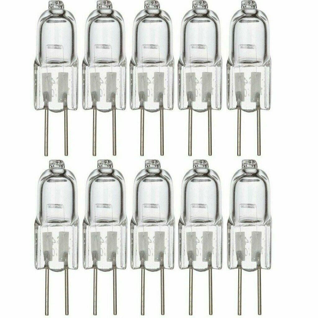 10 Pack 20 Watt 12 Volt Halogen Light Bulbs G4 Base Bi-Pin 12V 20W T3 JC Lamp 