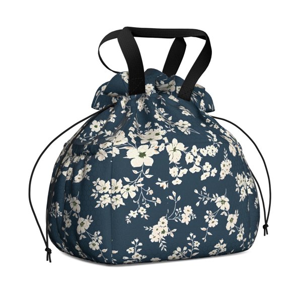 Pioneer Flower Floral Print Pattern Drawstring Lunch Bag Women - Drawstring Lunch Bag Insulated for Work Office - Stain-Resistant Large Lunchbags for Women with Multi-Pockets