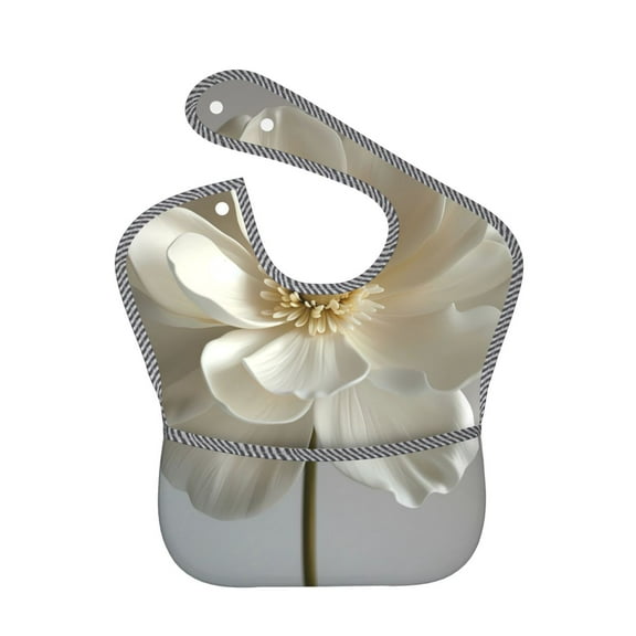 Kdxio Elegant Ivory Flower Bibs For Babies, Baby Bibs for Eating, Toddler Bibs, Waterproof Bibs, Feeding Bibs, for Toddlers, Boys, Girls