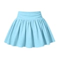 thumbnail image 3 of lnmuld Solid Ribbed Elastic Waist Gathered Swing Mini Skort Preppy Back to School Mix Match Outfit for Girls Blue,13-14 Years, 3 of 5