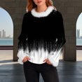thumbnail image 2 of ClodeEU Christmas Sweatshirt for Women,Christmas Print Long Sleeve Crewneck Fuzzy Sweatshirt Tops Black 02,Womens Plus L, 2 of 6