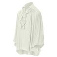 thumbnail image 4 of Inglocry Men Pirate Shirt Vampire Renaissance Shirts Victorian Ruffled Medieval Costume Cotton Linen Shirt Beige L, 4 of 9