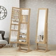 thumbnail image 2 of Costway Jewelry Cabinet Full-Length Mirror Lockable Jewelry Armoire with 6 Lights Natural, 2 of 10