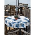 thumbnail image 2 of Outdoor Tablecloths with Umbrella Hole & Zipper, Navy Blue Floral Round Tablecloths 60 Inch, Spring Flowers Butterflies Watercolor Waterproof Table Cloth, Patio/Pool/Picnic Table Covers, 2 of 8