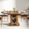 thumbnail image 3 of Round Dining Table for 4-8, 43.3''-59'' Extendable Kitchen Table Dinner Table with 2-Layer Storage Shelf and Wood Slide Door for Home Living Room, Walnut, 3 of 8
