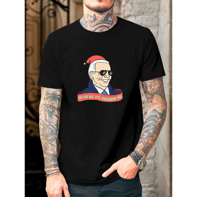 T-Shirt à Manches Courtes Col Rond Décontracté d'Été Graphique "IT's PRESIDENT JOE" pour Hommes