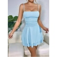 thumbnail image 5 of Party Solid Color Spaghetti Strap Dress for Summer Light Blue L, 5 of 7