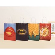 12 PCS Party Favor Candy Bags for Justice League Themed Birthday Supplies Decor Kraft Paper Gift Bag.