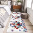 thumbnail image 4 of Independence Day Floral 2'x6' Runner Rugs for Hallway Kitchen Bedside Non Slip Washable, Red Blue Roses Patriotic Entryway Rug Runners with Rubber Backing, Long Carpet Runner for Laundry Room, 4 of 8