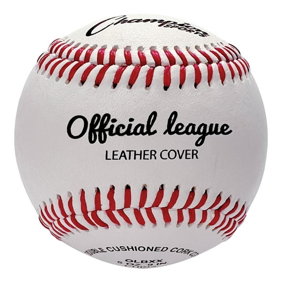 Champion Sports Leather Baseball Set: Dozen Indoor / Outdoor Genuine Leather Official League Baseballs for Practice Training or Real Game - OLBXX Pack of 12