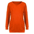 thumbnail image 3 of IROINNID Women's Fall Tops Long Sleeve Oversized Base Shirts Solid Workout Sweatshirts Casual Basic V-Neck Loose Fit Pullover with Pocket,Orange, 3 of 5