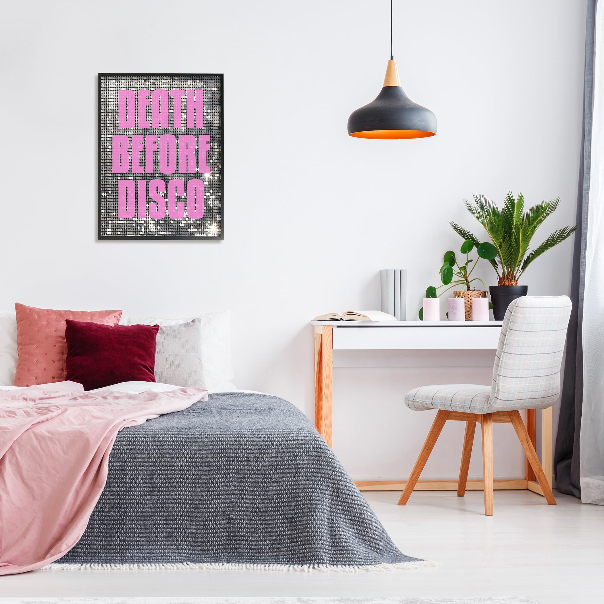 Stupell Industries Glam Death Before Disco Abstract Painting Black Framed Art Print Wall Art, 24 x 30