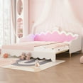 thumbnail image 3 of Modern Upholstered Princess Daybed with Extending and LED Lights, White, 3 of 27