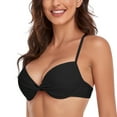 thumbnail image 5 of RELLECIGA Women's Black Push Up Bikini Top Twist Front Underwire Bathing Suit Size Small, 5 of 11