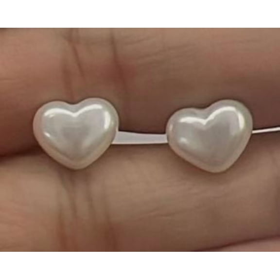 Femme Jam 925 Sterling Silver Heart Pearl Stud Earrings – Hypoallergenic Jewelry Gift for Women
