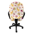 thumbnail image 3 of Floral Office Chair Slipcover, Cartoon Style Print of Deer and Blossoming Flower Arrangements, Protective Stretch Decorative Fabric Cover, Standard Size, Champagne and Multicolor, by Ambesonne, 3 of 5