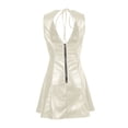 thumbnail image 5 of Womens Summer Dresses, Womens Faux Leather Mini Dress Sleeveless Deep V Neck Bodycon Dresses Trendy Y2K Streetwear Backless Short Dress, 5 of 7