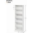 thumbnail image 2 of Bookshelf and Bookcase, Floor Standing 6-Tier Display Storage Shelves for Living Room, Home Office, and Bedrooms, White, 2 of 6