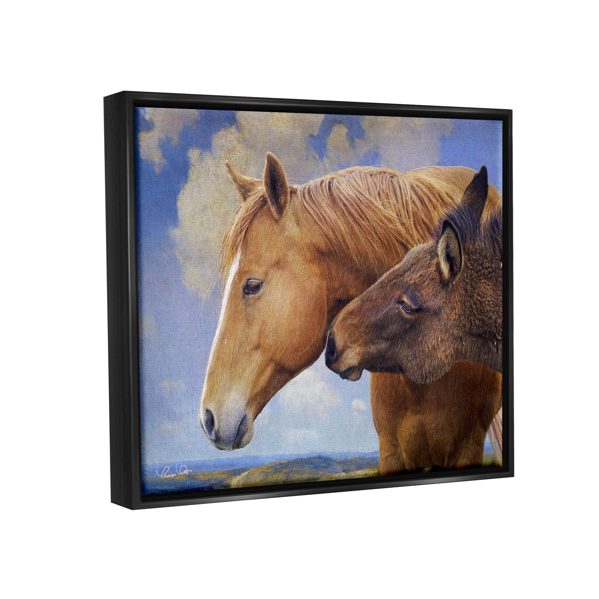 Stupell Farmhouse Horses Cuddle Nature Landscape Animals & Insects Photography Black Floater Framed Art Print Wall Art