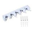 thumbnail image 4 of Soporte de pared para escobas, trapeadores y escobas, resistente, con 6 ganchos y 5 ranuras. Blanco, 4 of 9