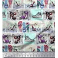 thumbnail image 1 of Soimoi Polyester Crepe Fabric Slippers,Shoes & High Heels Patchwork Fabric Prints by Yard 52 Inch Wide, 1 of 3