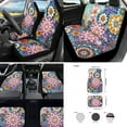 thumbnail image 2 of Jeiento Dahlia 17 Pieces Car Accessories Sets, Car Front Rear Seat Cover with Floor Mats Steering Wheel Cover Seatbelt Pads Center Console Covers Flower Coaster Keychain, 2 of 8