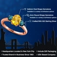 thumbnail image 2 of Gem Stone King 1.84 Ct Oval Yellow Citrine Blue Diamond 18K Rose Gold Plated Silver Ring, 2 of 6
