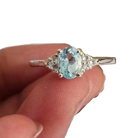 Natural Aquamarine Ring, Aquamarine Gemstone Ring, March Birthstone, Zircon Ring, Women Ring, Gold Micron, 925 Sterling Silver, Statement Ring, Dainty Minimalist Stacking jewelry, Valentine Gift Ring