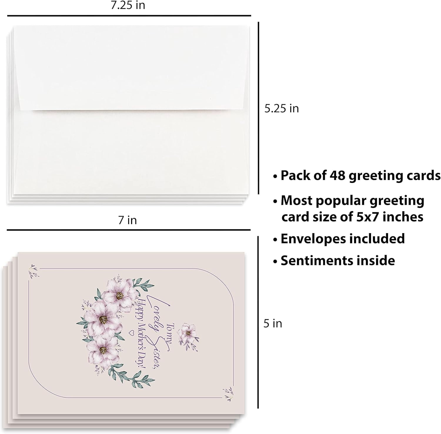 Christian Mother's Day Card for Sister | Mother's Day Gift for Sister (Pack of 48)