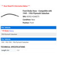 thumbnail image 2 of Front Brake Hose - Compatible with 1949 - 1956 Plymouth Suburban 1950 1951 1952 1953 1954 1955, 2 of 2