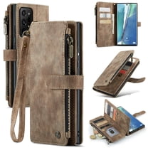 for Samsung Galaxy Note 20 Ultra Case, Wallet Case with Card Holder Kickstand Magnetic Zipper Pocket Lanyard Strap Wristlet,Leather Flip Case Wallet for Samsung Galaxy Note 20 Ultra,Brown