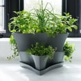 thumbnail image 2 of Bloem Collins 16" Stackable 2-Tier Plastic Garden Pot Planters, Ideal for Herbs, Succulents, and Strawberry Plants, Charcoal, 2 of 8