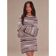thumbnail image 5 of Crew Neck Long Sleeve Mini Dress with Striped Pattern and Flared Cuffs, 5 of 5