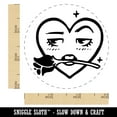 thumbnail image 2 of Flirty Heart Face with Rose in Teeth Mouth Self-Inking Rubber Stamp Ink Stamper - Purple Ink - Small 3/4 Inch, 2 of 7