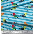 thumbnail image 3 of Soimoi Blue Cotton Duck Fabric Stripe & Bird Print Fabric by Yard 44 Inch Wide, 3 of 3