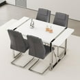 thumbnail image 6 of JUFU Modern Dining Table Set for 4, 55" White Dining Table and 4 Upholstered PU Leather Chairs with Silver Metal Legs, Ideal for Kitchen and Dining Room, 6 of 10