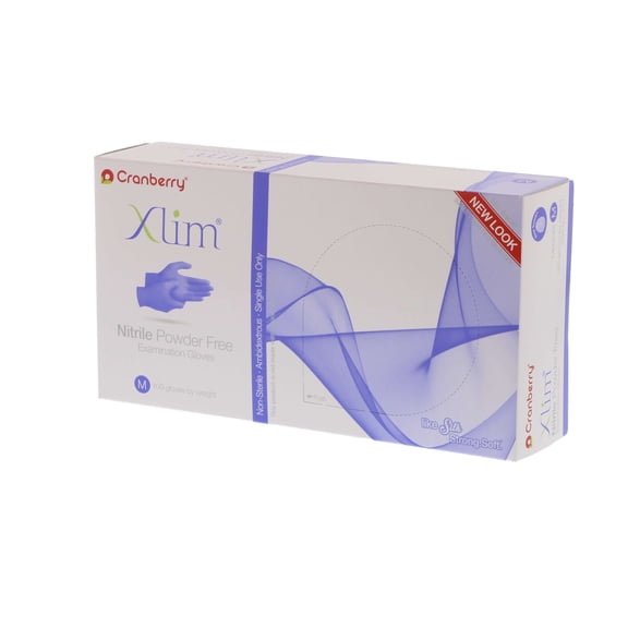 Cranberry 3127 Xlim Nitrile Examination Gloves Powder Free Medium 100/Bx