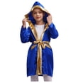 thumbnail image 2 of TiaoBug Garçons Enfants Robe de Boxe Métallique à Capuche Hauts de Boxe Cape Boxeur Manches Longues Ouvert devant Cape à Capuche avec Ceinture Ensemble Bleu Royal 10, 2 of 7