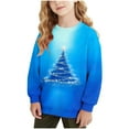 thumbnail image 3 of MKOSPLRT Xmas Tree Sweatshirts Kids Girls Boys 1-15Y Marry Christmas Crew Neck Pullover Long Sleeve Gradient Fleece Sweat Shirts, 3 of 8