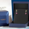 thumbnail image 5 of Gem Stone King 925 Silver and 10K Yellow Gold Pink Moissanite and White Lab Grown Diamond Stud Earrings for Women | 1.05 Cttw | Gemstone Birthstone | Round 5MM, 5 of 6