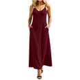 thumbnail image 1 of CHUMUD Robes d'Été pour Femmes avec Poches Robe Maxi à Bretelles Spaghetti Décontractée Coupe Ample Robe Soleil, 1 of 8