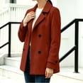 thumbnail image 5 of Riecok Pea Coats for Women Long Sleeve Button down Jackets Lapel Collar Overcoat Warm Casual Winter Outerwear XL, 5 of 6