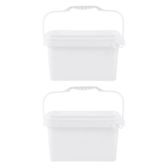 MOVTOTOP 2pcs 0.5 Gallon Square Paint Buckets With Lids And Handles, White Plastic Storage Containers For Paint, Chemicals, And More