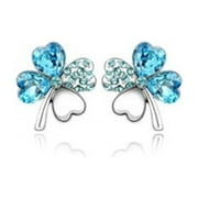 KATGI Fashion Beautiful Lucky Charm Clover Austrian Crystal Pendant Earrings