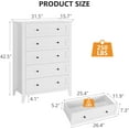 thumbnail image 2 of 5 Drawers Dresser for Bedroom, Farmhouse Tall Wood Chest of Drawers for Clothes, Big Storage Dressers Organizer with Gold Handles & Deep Drawers for Bedroom, Living Room, Closet, Hallway, White, 2 of 9