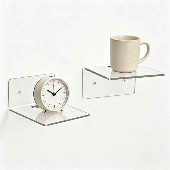 2 Pack Acrylic Wall Shelf , Clear Floating Shelves for Small Items Storage & Display, for Living Room & Bathroom