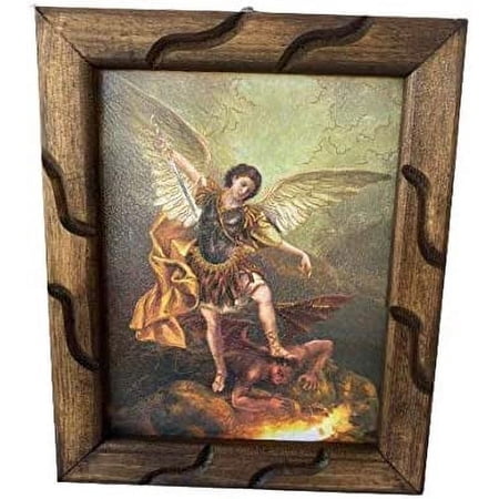 San Miguel Arcángel Imagen Cuadro Rustico 9"x11" St. Archangel Michael, New