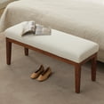 thumbnail image 6 of 43'' Linen Upholstered Entryway Bench with Solid Wood Legs for Bedroom, Living Room, Dinning Room, Hallway, White, 6 of 9