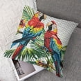 thumbnail image 7 of Bird Print Knitted Quilt Pillowcover, Tropical Art of 2 Exotic Parrots Palm Leaves and Hibiscus Flowers, Standard King Size Pillow Cover for Bedroom, Set of 2, 7 of 7