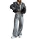 thumbnail image 2 of Conjunto Deportivo Informal de 2 Piezas para Mujer, Sudadera con Capucha y Pantalón Deportivo, Ideal para Viajes y Aeropuertos. Conjuntos de Estar por Casa. Gris XL, 2 of 9